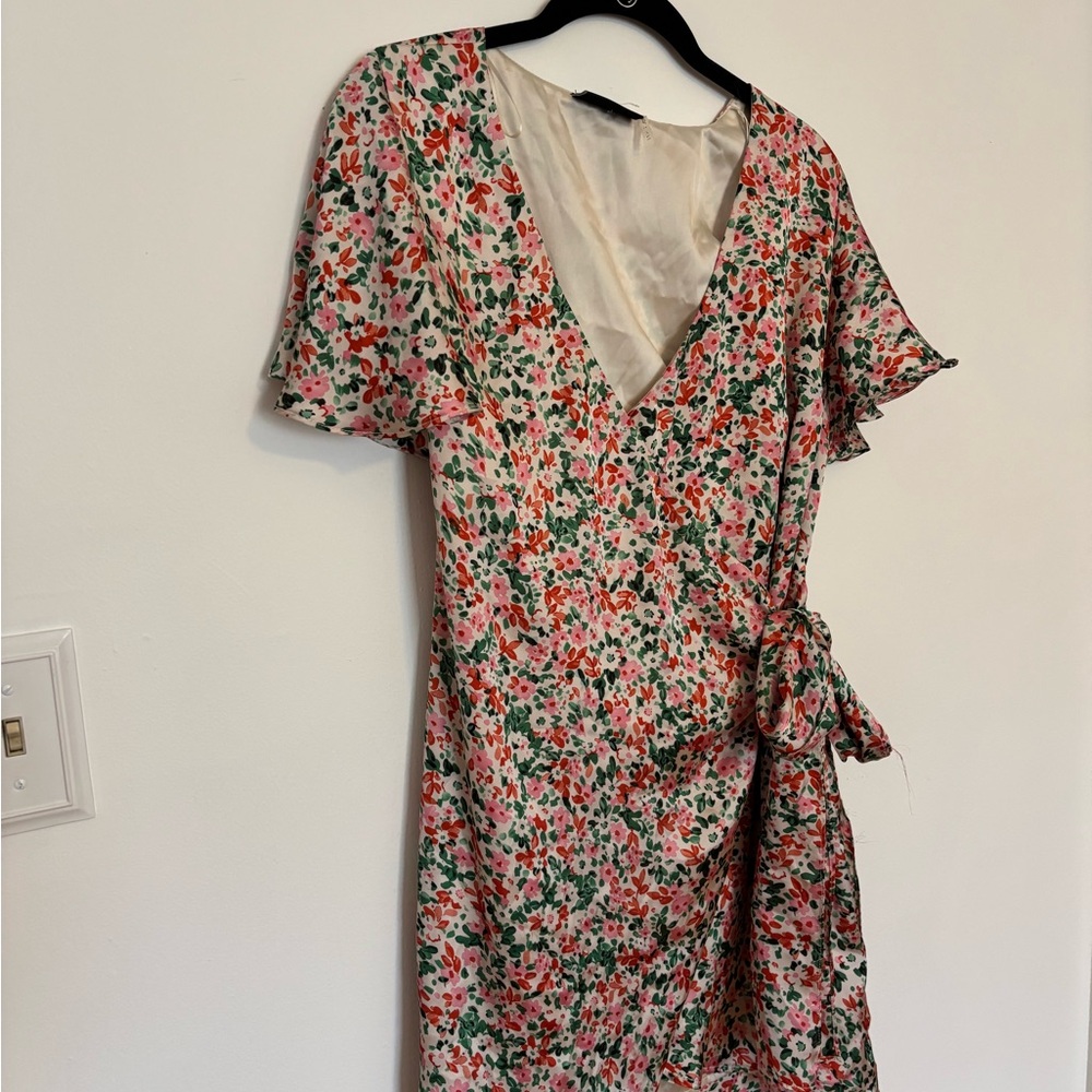 Vici Asymmetrical Floral Dress - Red and Green